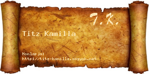 Titz Kamilla névjegykártya